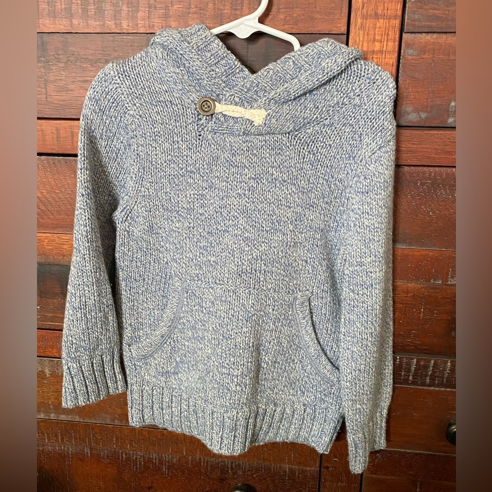 Baby Gap Boys Size 3 Cable Knit Pullover Sweater Blue & Cream goggle Toggle